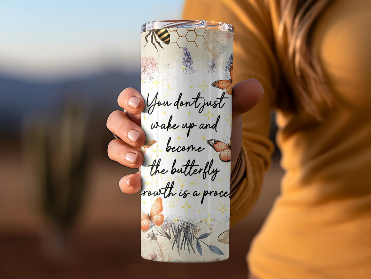 Inspirational Butterfly Growth Quote Travel Mug