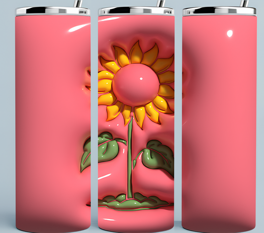 Pink and Yellow Sunflower Tumbler