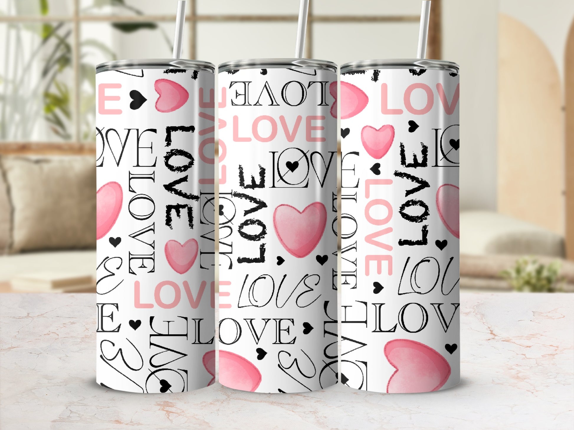 LOVE SONG Pink Hearts Repeating LOVE product type