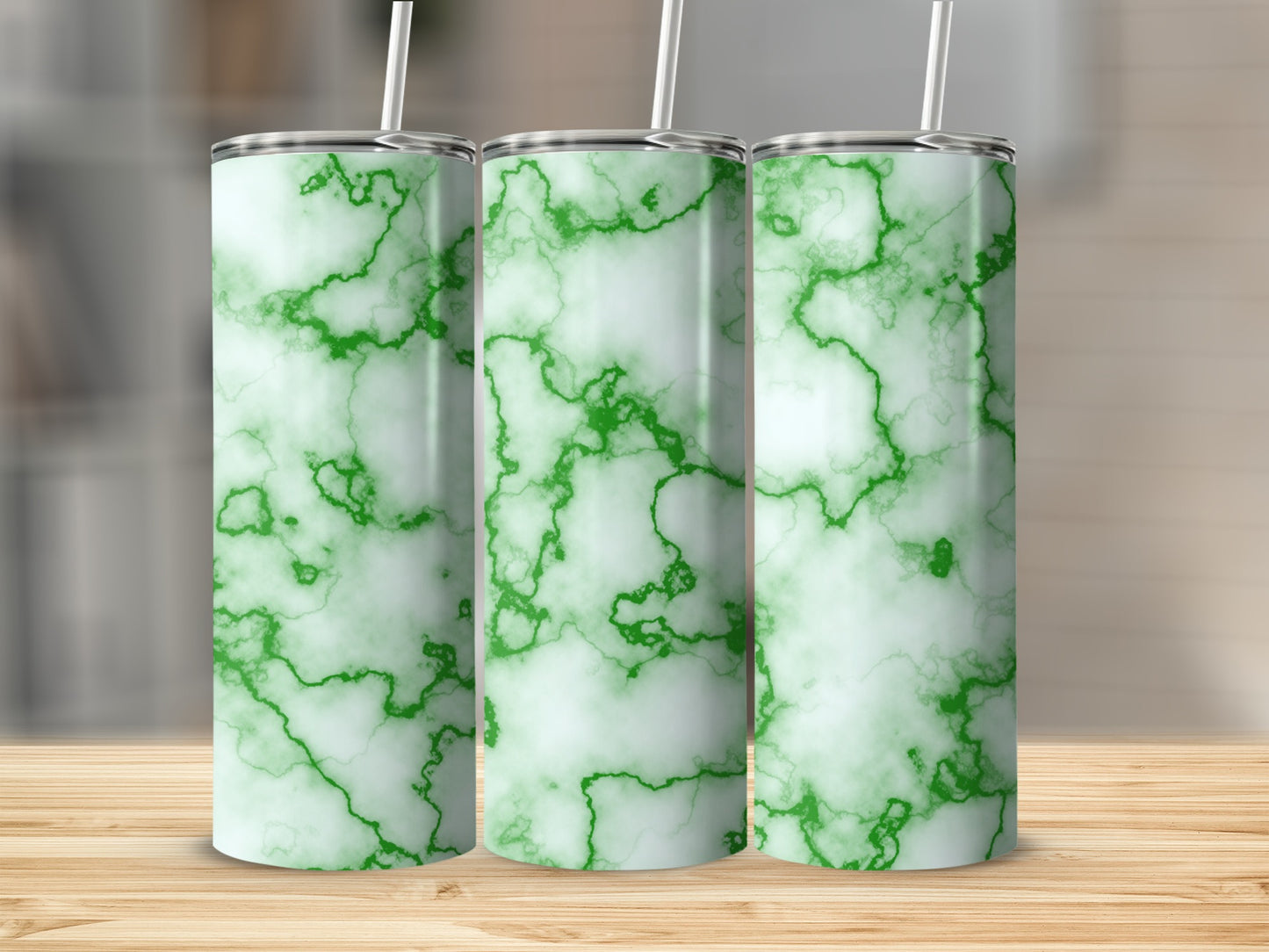 Lime Green Veined Marble Pattern Decorative Drinkware Tumblers