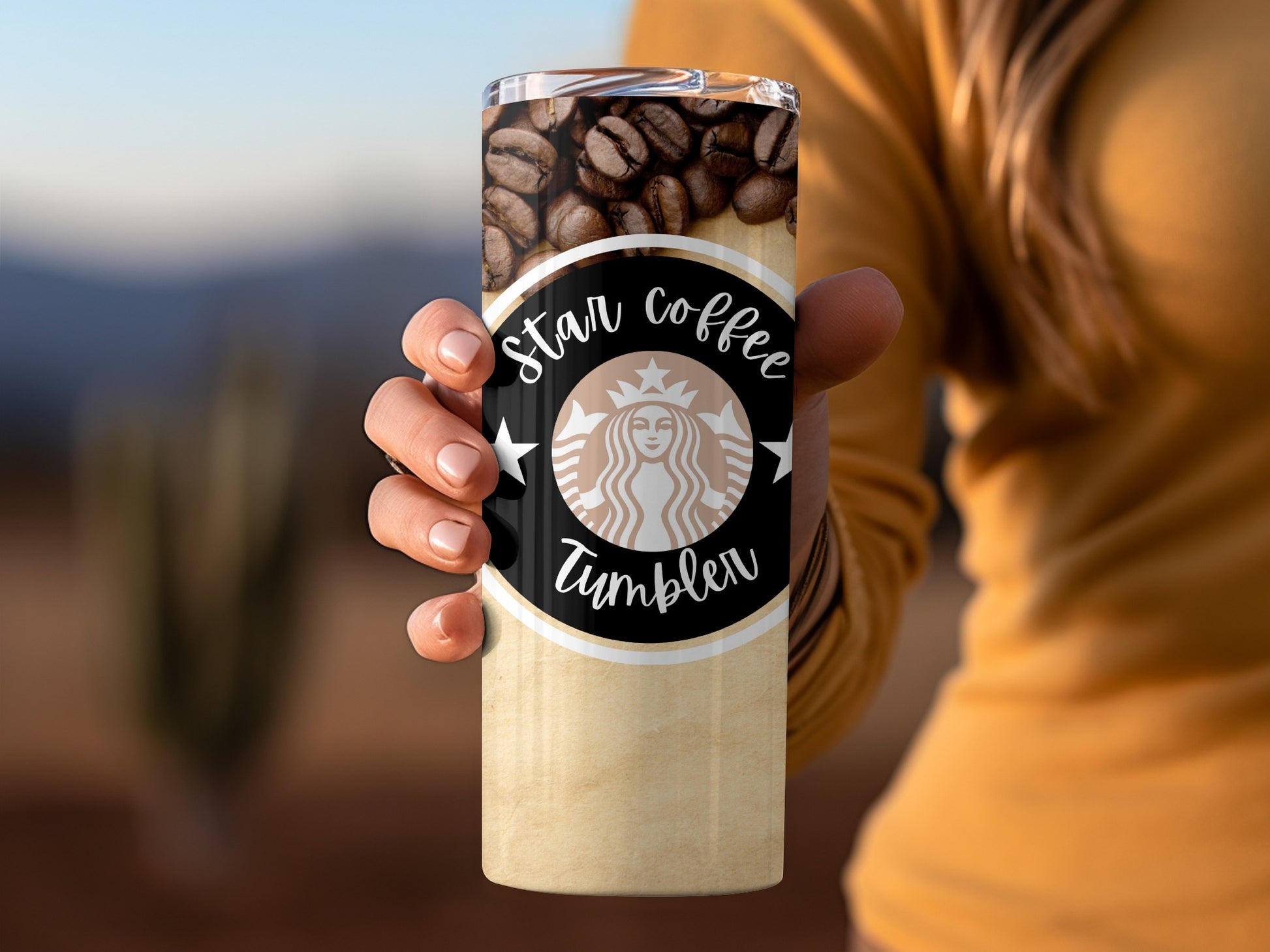 Stylish Star Coffee Tumbler for Hot or Cold Drinks