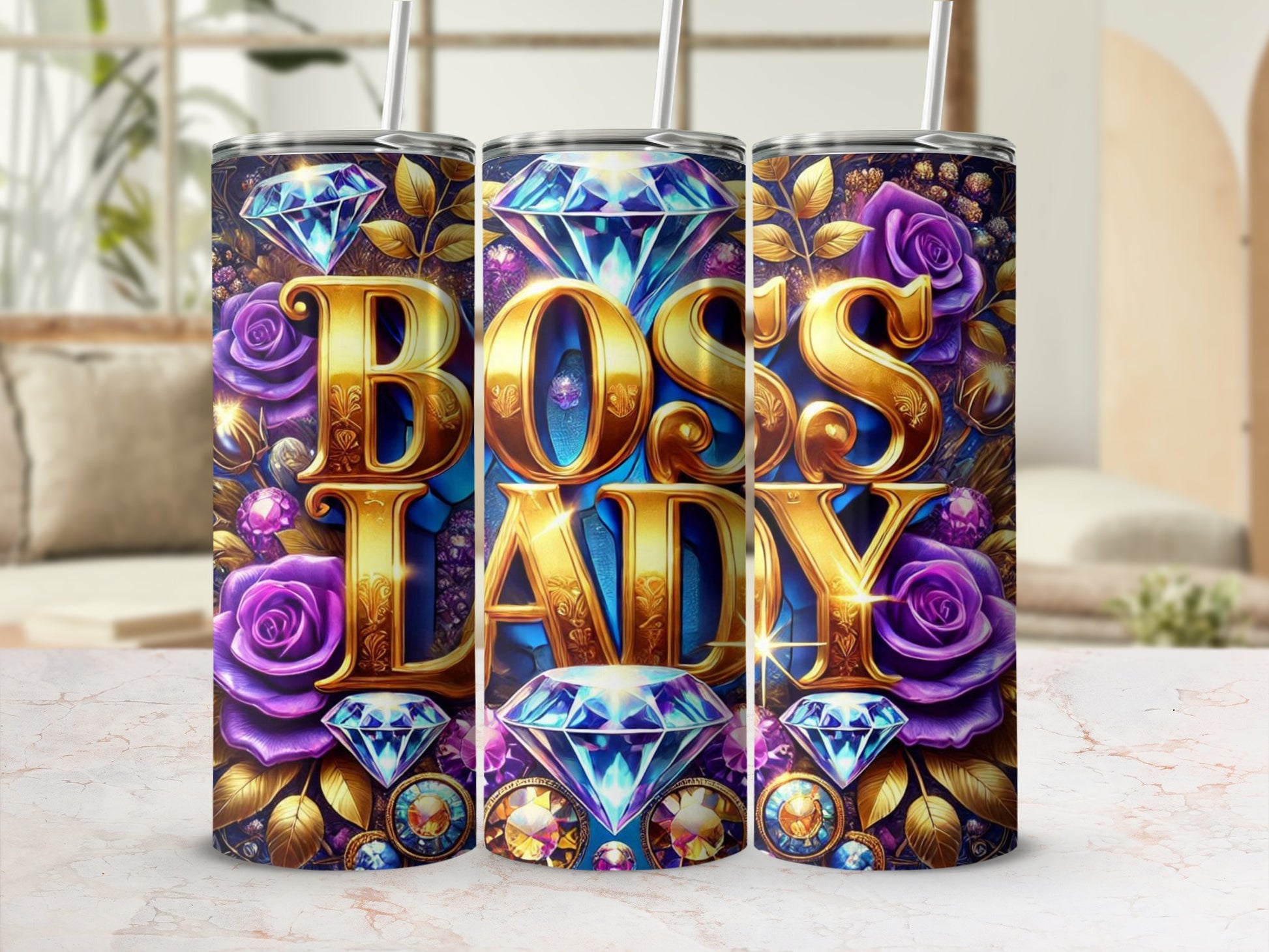Boss Lady with Roses and Diamonds Tumbler