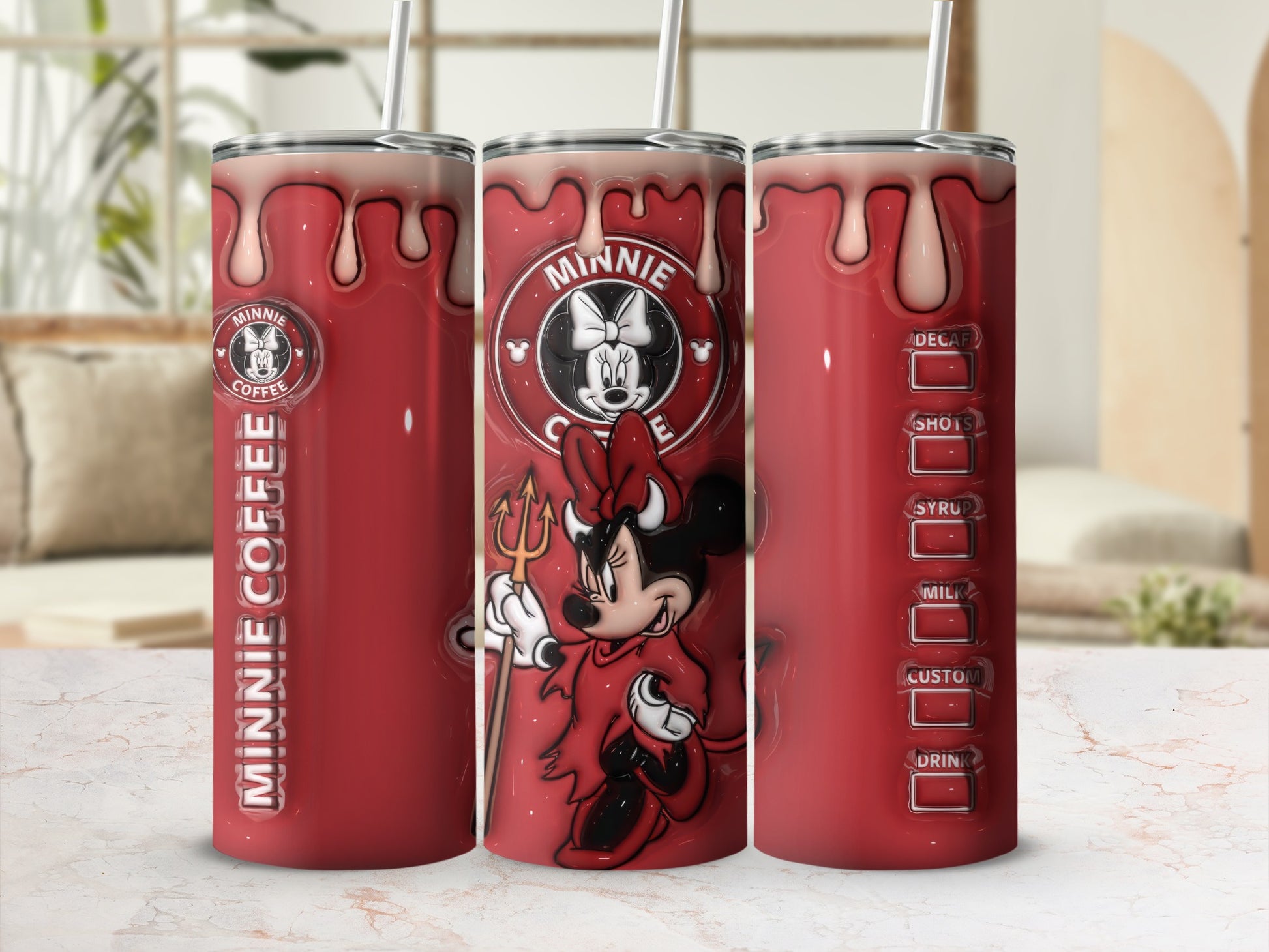Minnie Coffee Devil Design Tumbler for Hot Cold Drinks