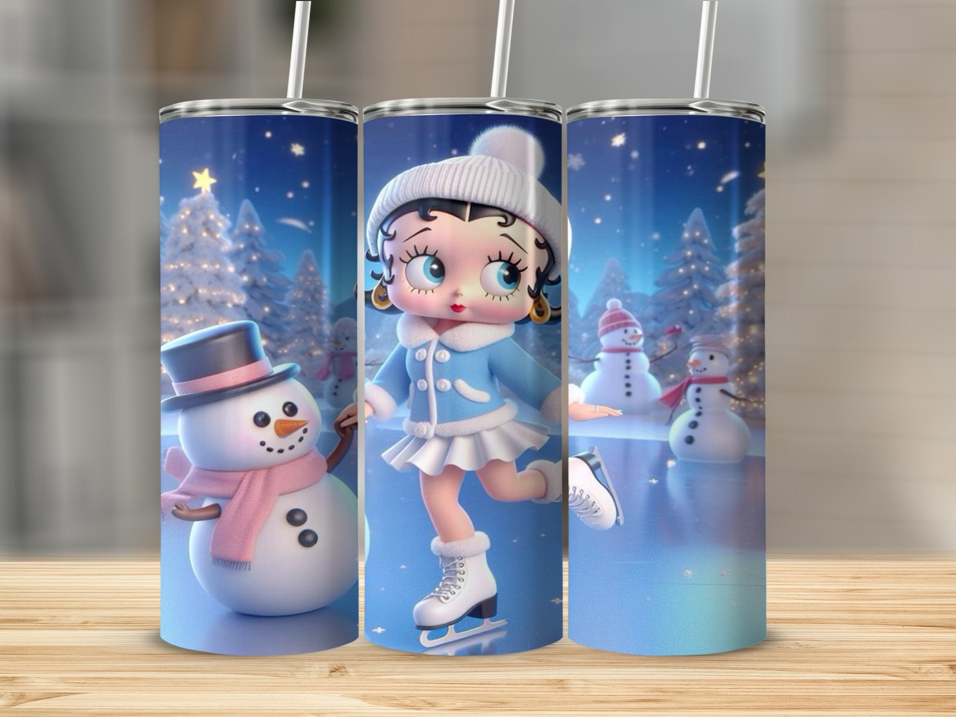 Winter Wonderland Snowman and Skater Tumbler