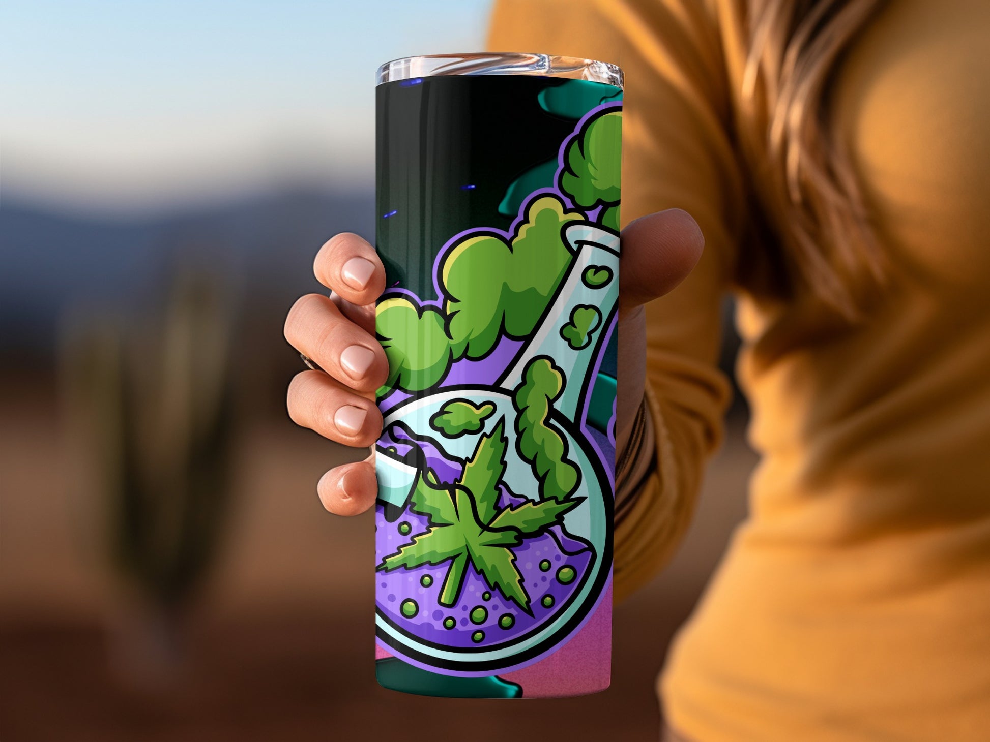 Science Themed Green and Purple Decorative Tumbler