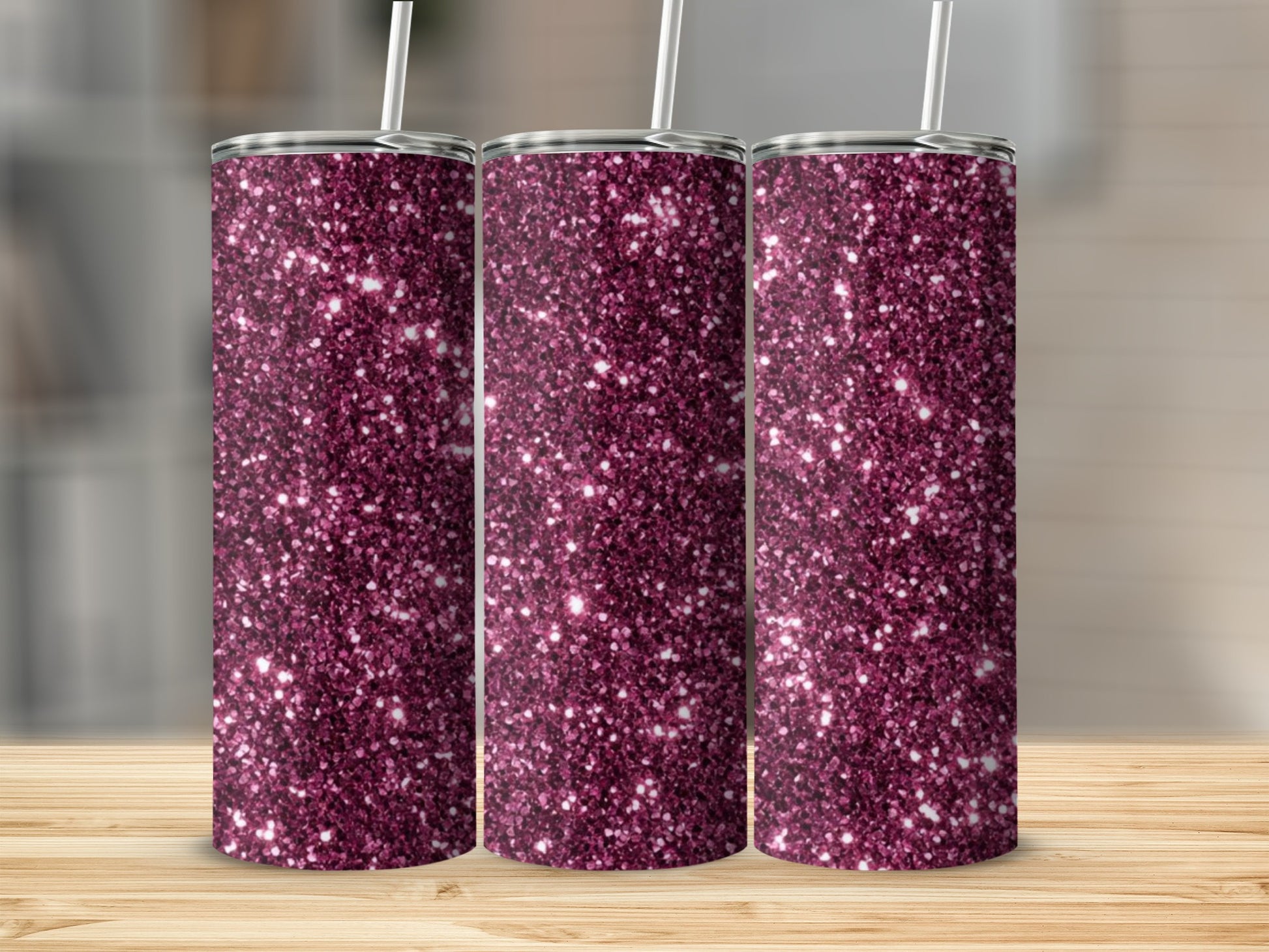 Sparkling Deep Pink Glitter Tumbler for a Stylish Look
