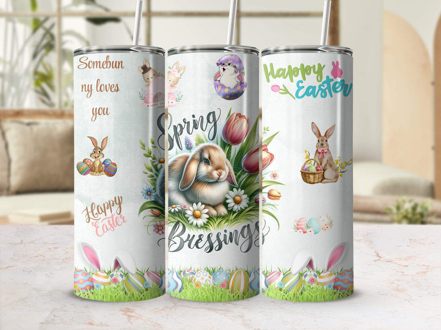 Spring Blessings Happy Easter Themed Tumbler Cup