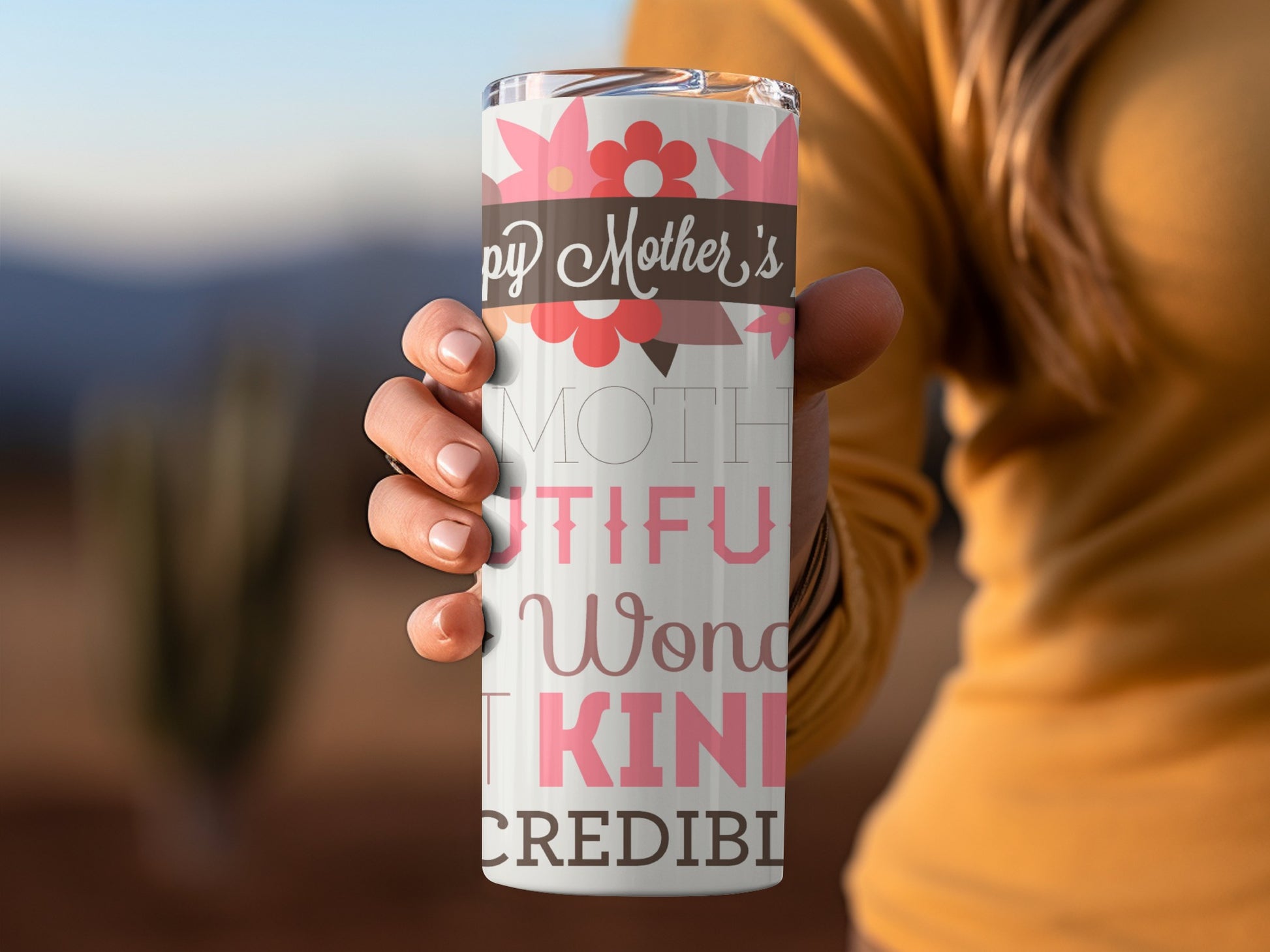 Happy Mother's Day Floral Typography Tumbler