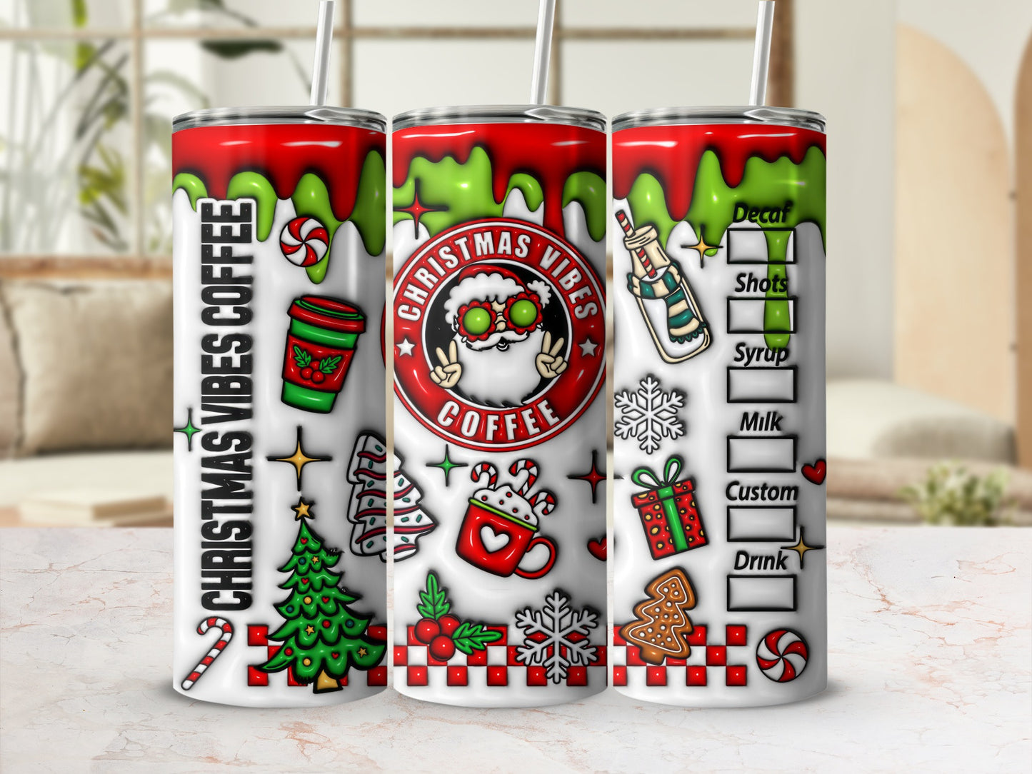 Christmas Vibes Coffee Holiday Festive Tumbler