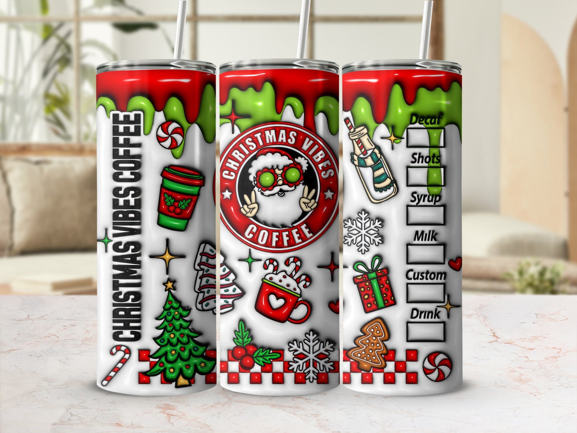 Christmas Vibes Coffee Holiday Festive Tumbler