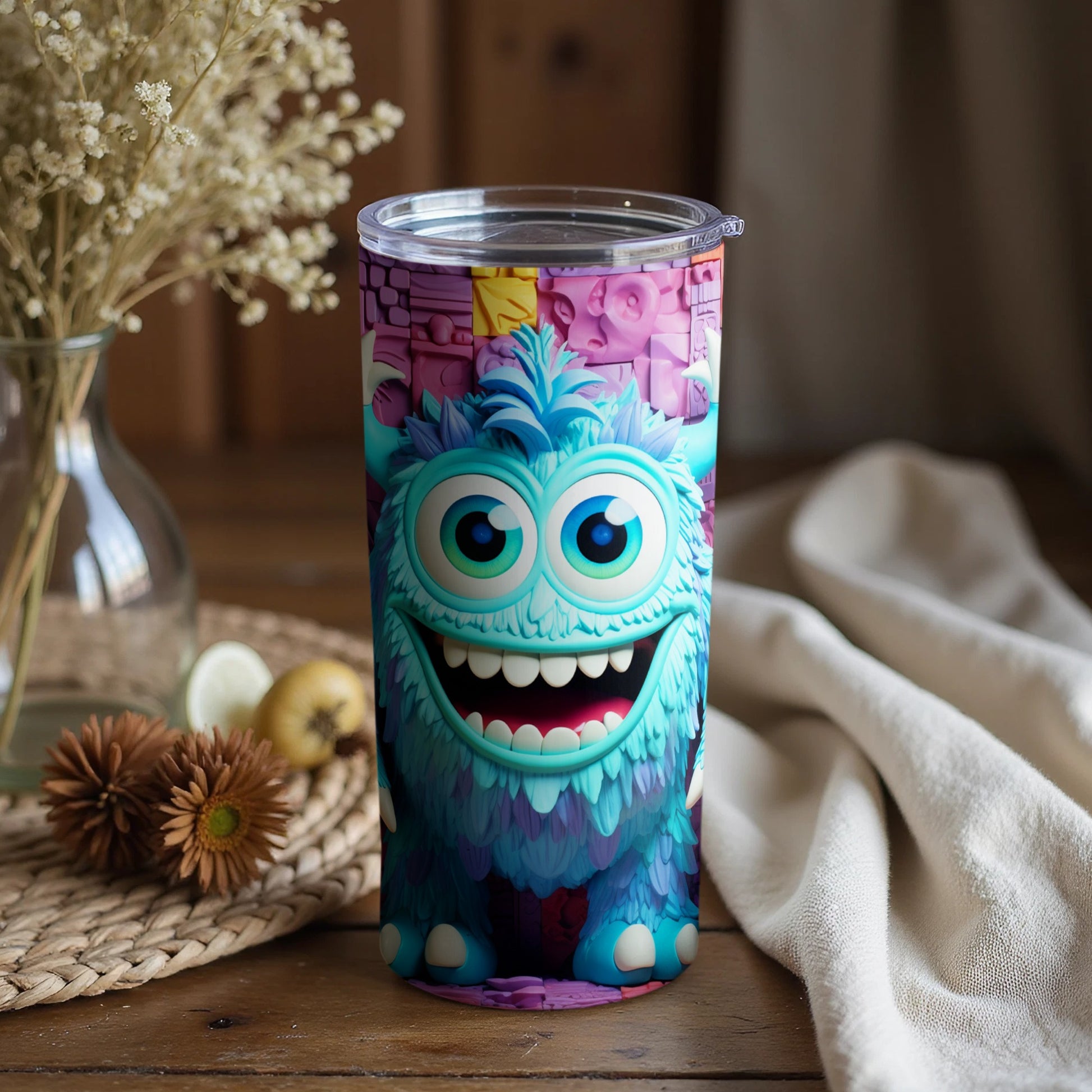 Vibrant Cartoon Monster Customizable Tumbler