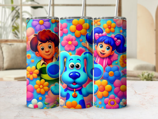 Cute Colorful Cartoon Character Floral Design Tumbler