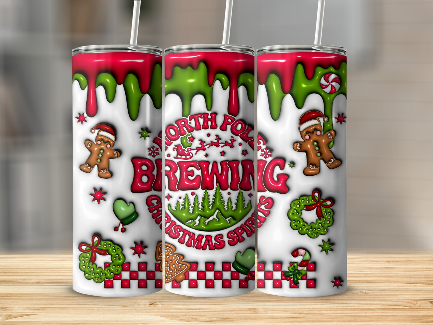 North Pole Brewing Christmas Spirits Tumbler Design