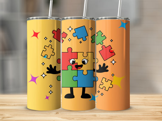 Colorful Puzzle Themed Tumblers for Fun and Leisure