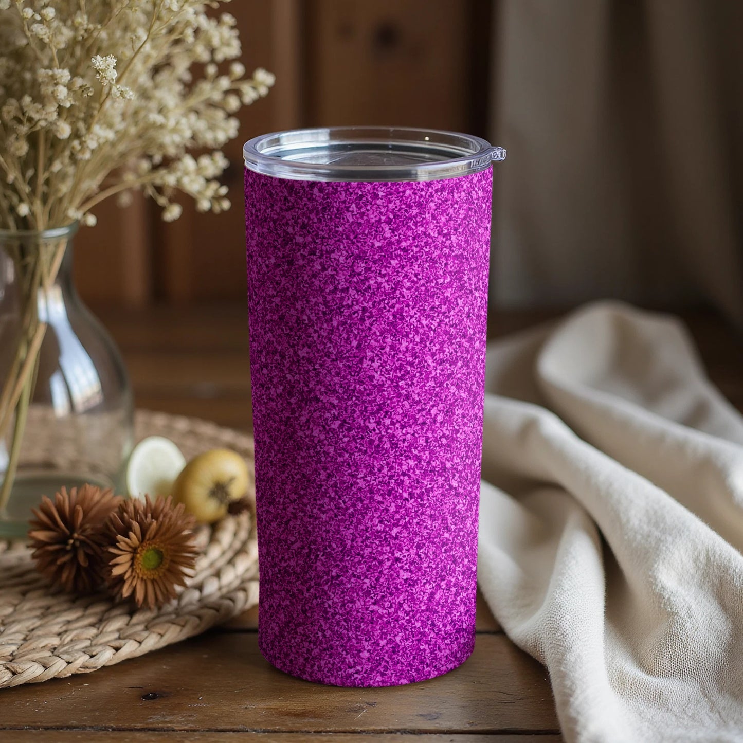 Glittery Purple Travel Tumbler Flask for Beverages