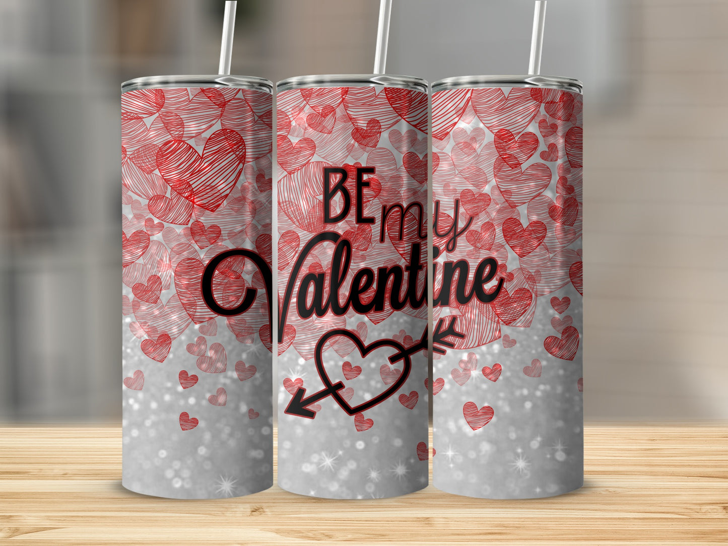 Be My Valentine Hearts Design Tumbler