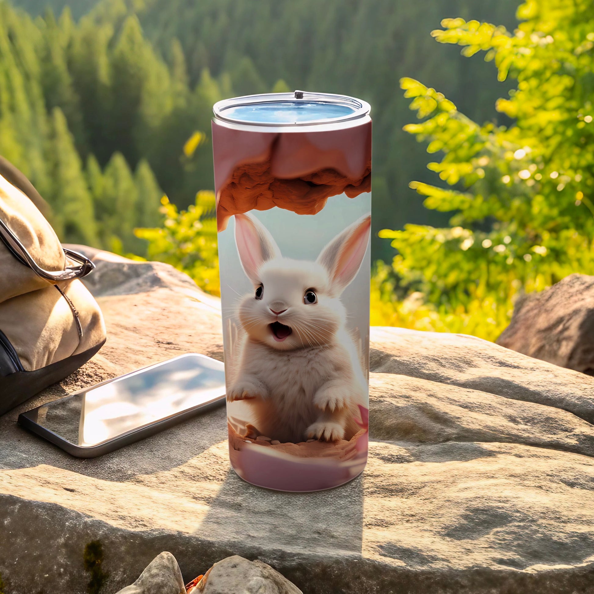 Adorable Bunny Design Travel Tumbler for Outdoor Adventures