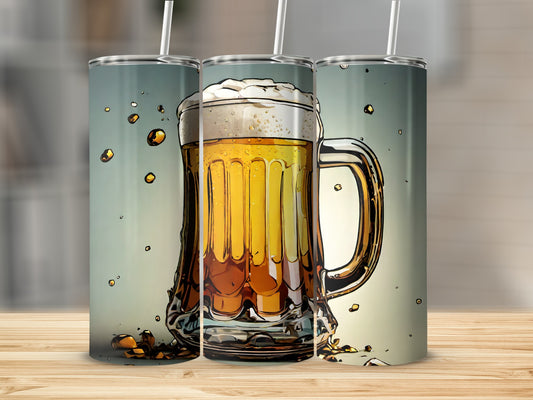 Beer Mug Splashes Design Skinny Tumbler Product