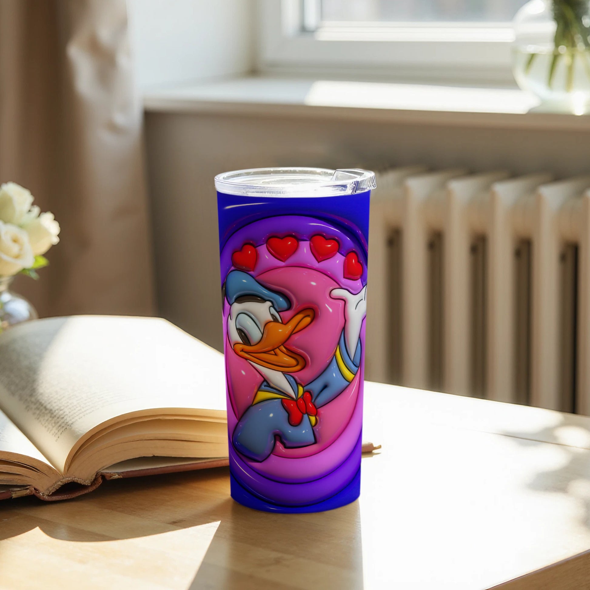 Cute Donald Duck with Hearts Tumbler for Kids