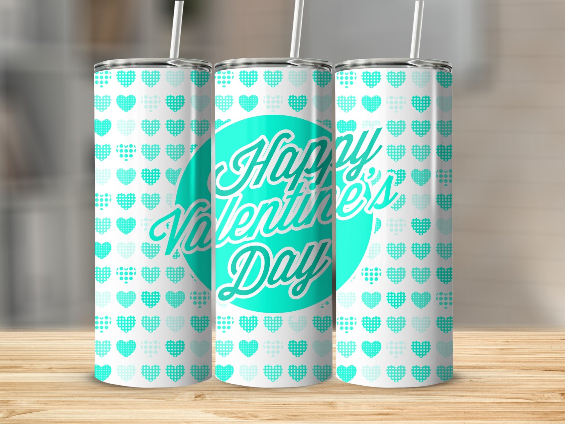 Happy Valentine's Day Heart Pattern Tumbler