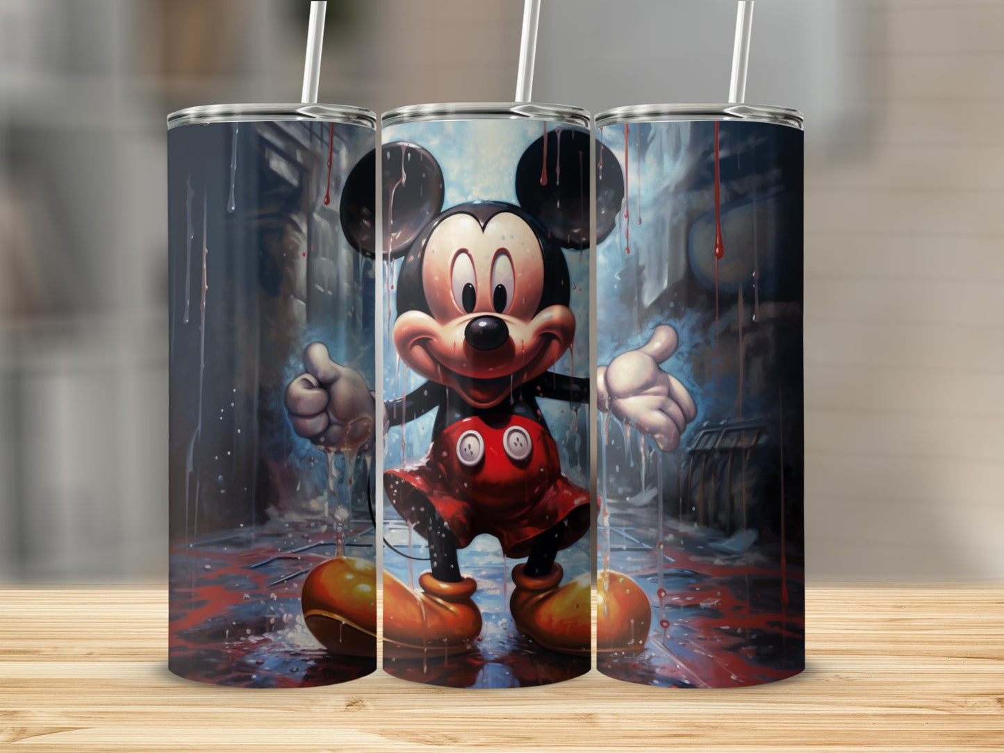 Mickey Mouse Art Illustration Tumbler With Straw