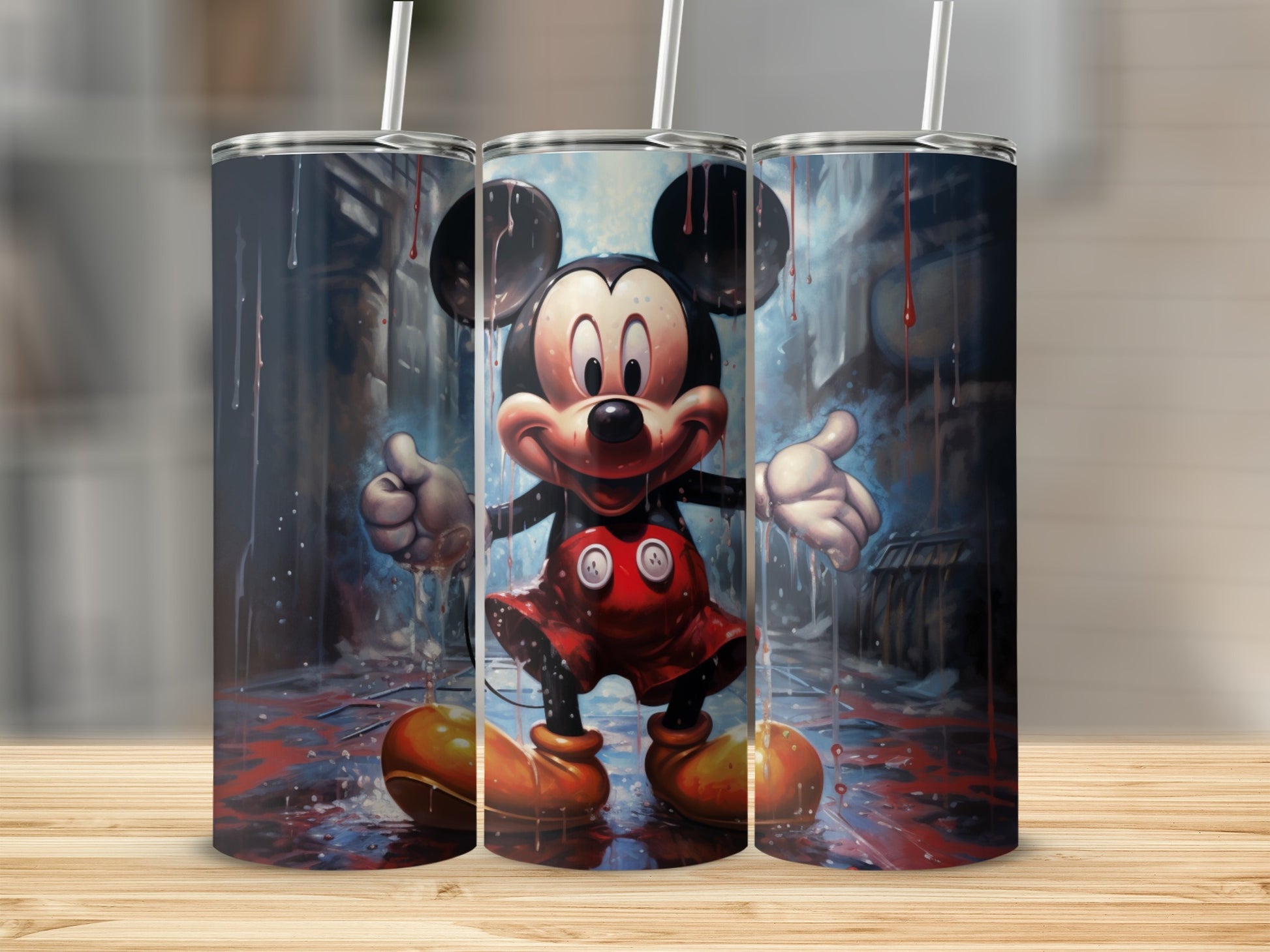 Mickey Mouse Art Illustration Tumbler With Straw