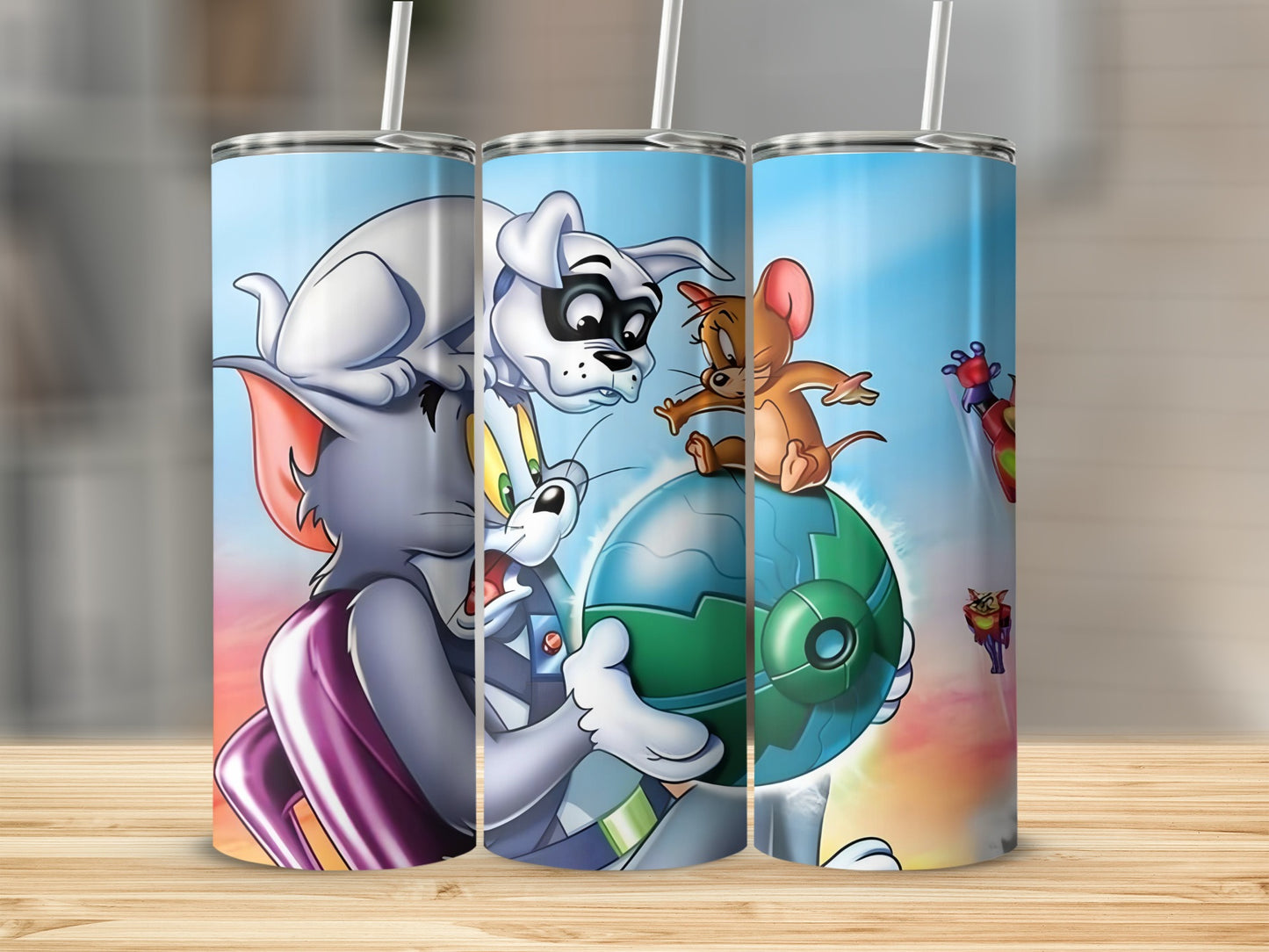 Tom and Jerry themed colorful tumbler