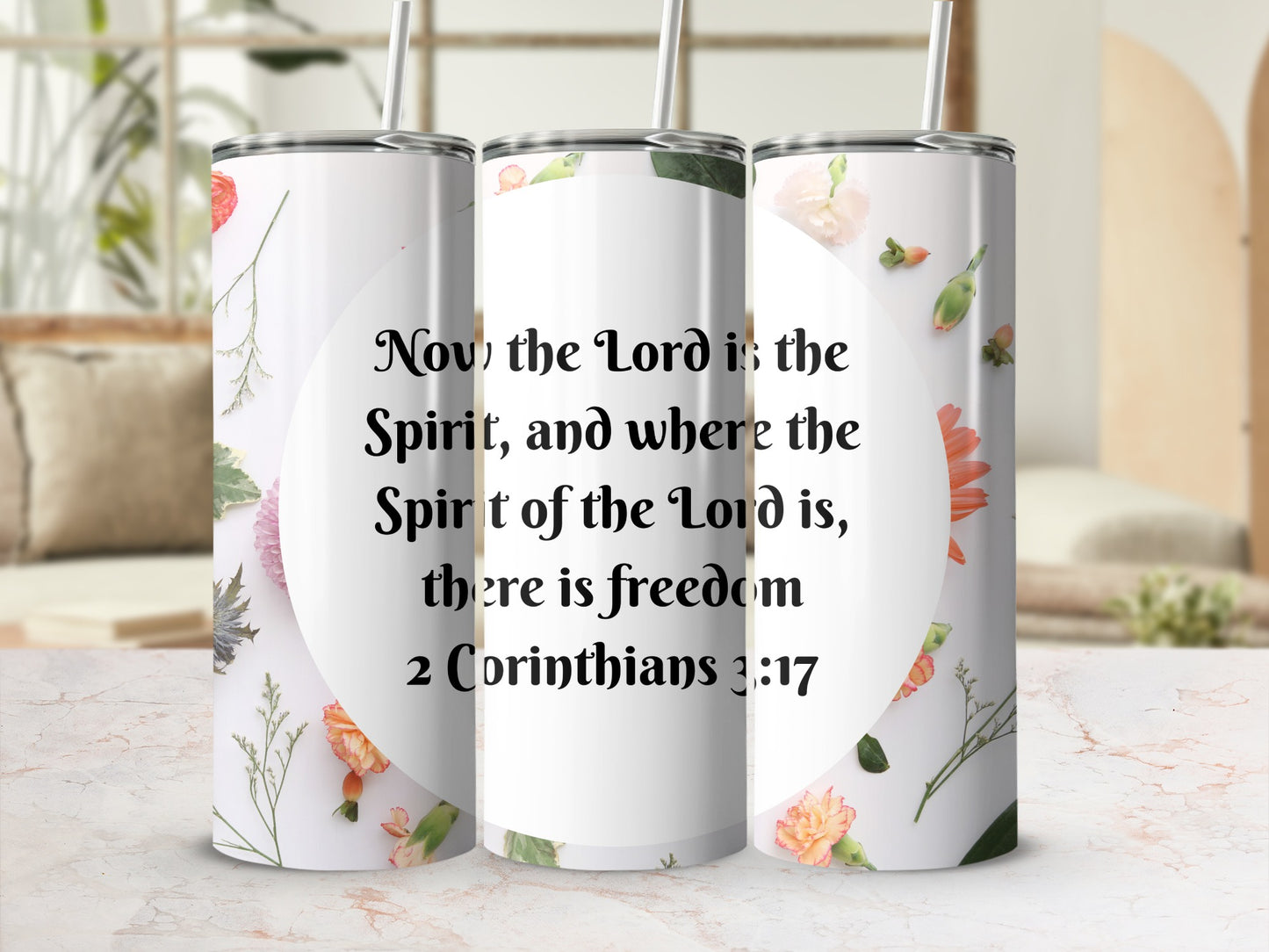Inspirational Floral Quote  Faith Tumbler for Daily Use