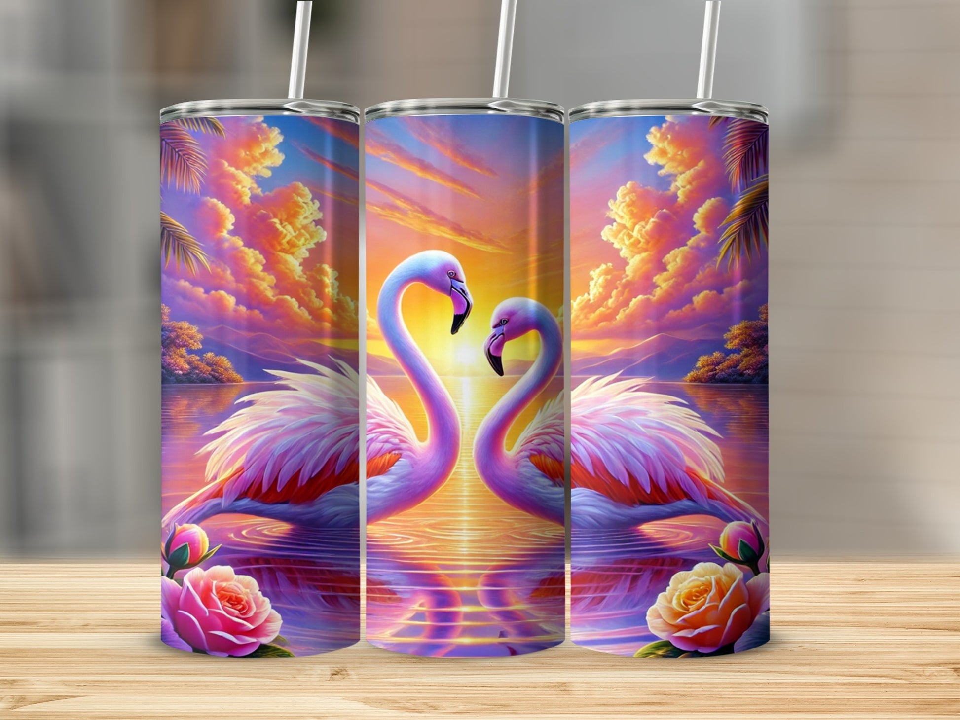 Enchanting Sunset Flamingo Design Tumbler Product