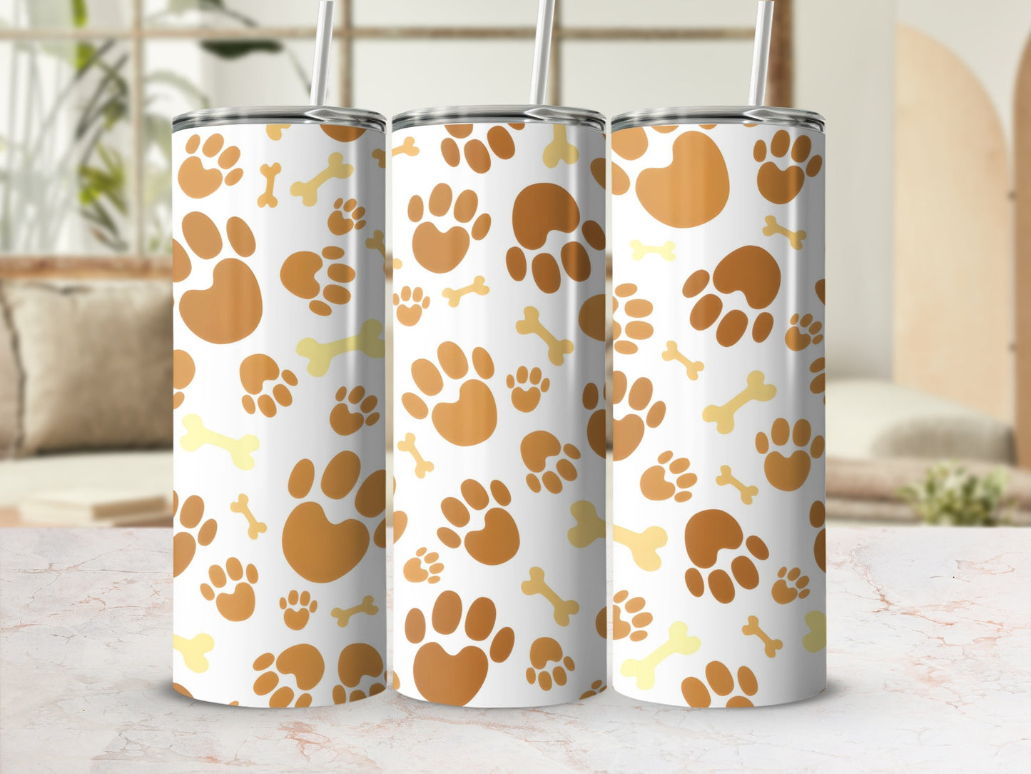 Cute Paw Print and Dog Bone Design Tumbler