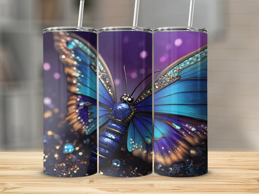 Glitter Blue Purple Butterfly Shimmer Sparkle Tumbler product type