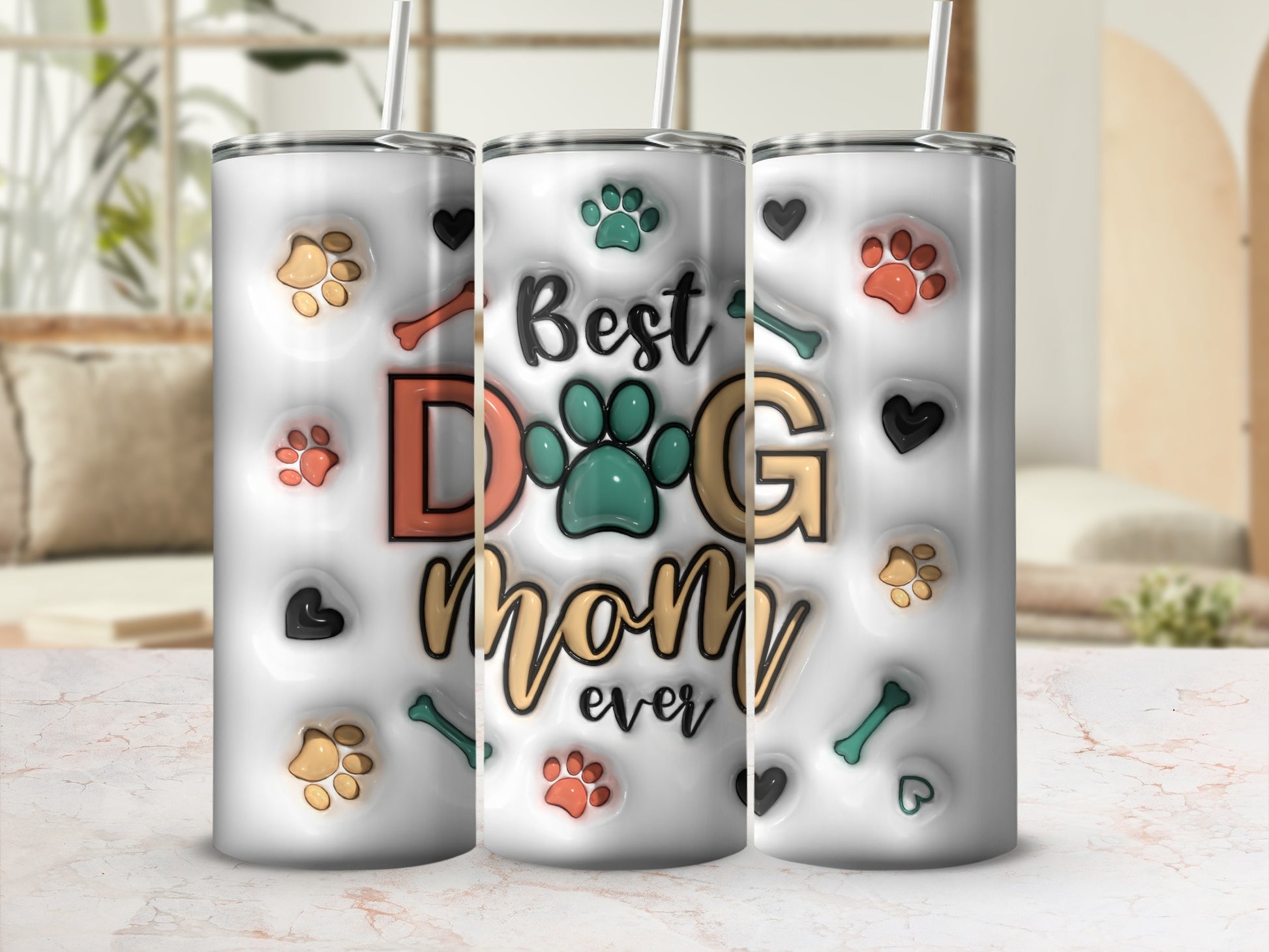 Best DOG Mom ever paw prints bones hearts tumbler product type