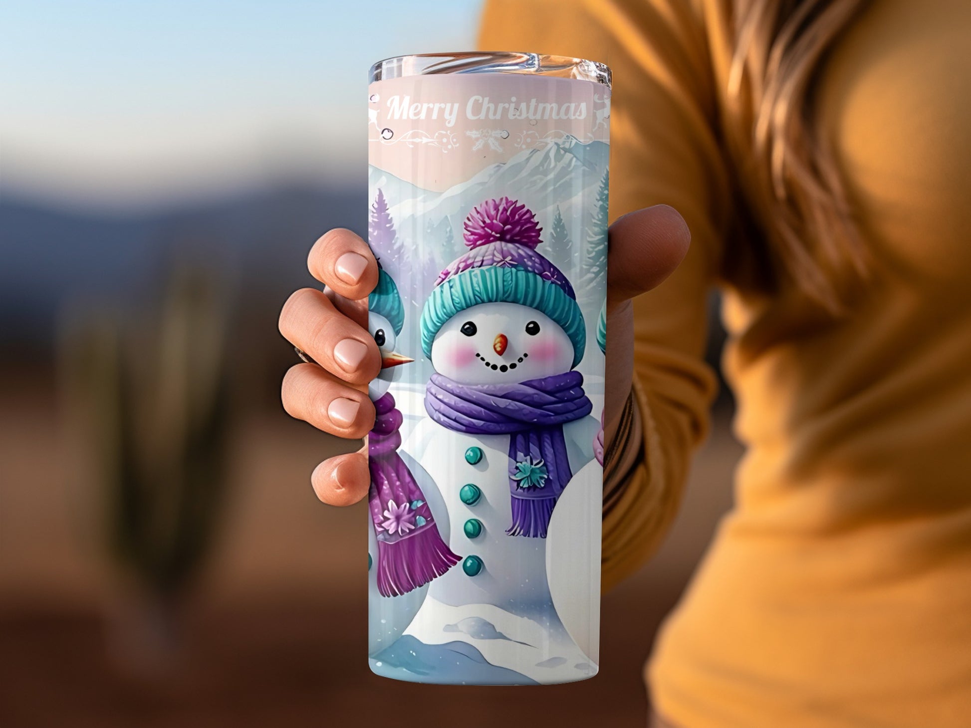 Festive Snowman Themed Merry Christmas Tumbler