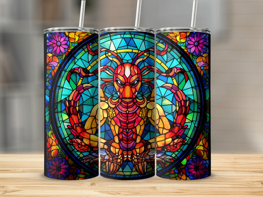 Dragon stained glass design on a tumbler.