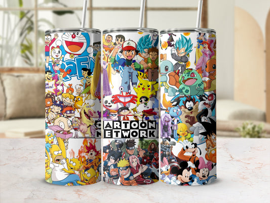 Vibrant Cartoon and Anime Characters Themed Cup