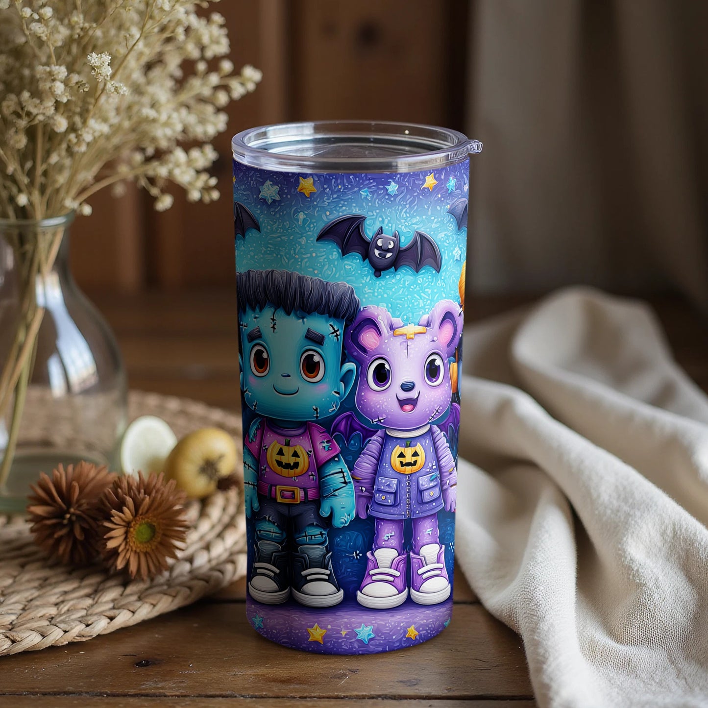 Cute Cartoon Characters Halloween Travel Tumbler