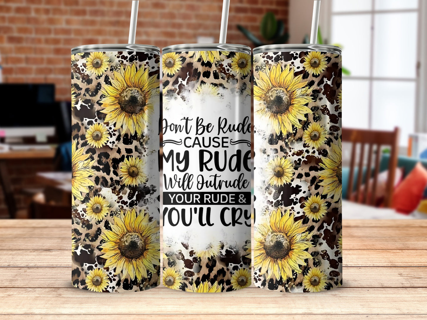 Sunflower and Quote Design Insulated Tumbler