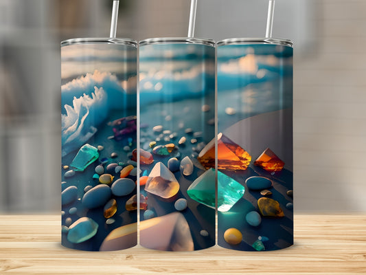 Colorful Gemstone Ocean Tumbler with Straw for Drinks