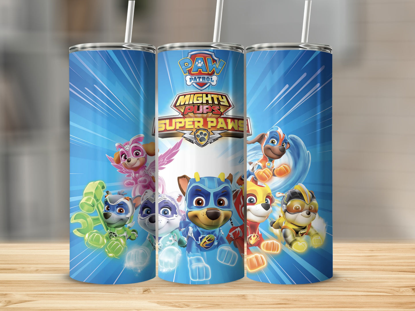 Mighty Pups PAW Patrol Super Paws design tumbler