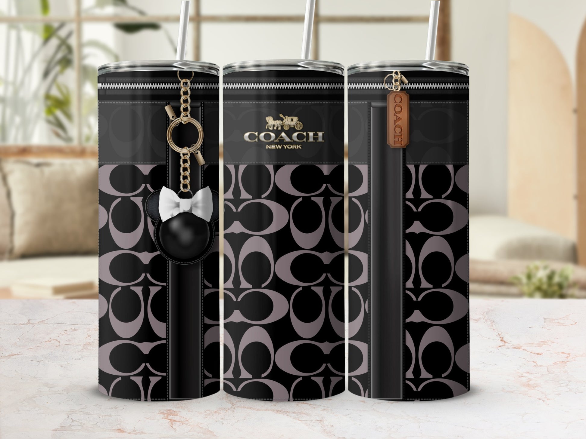 Coach New York Designer Patterned Tumbler Cups