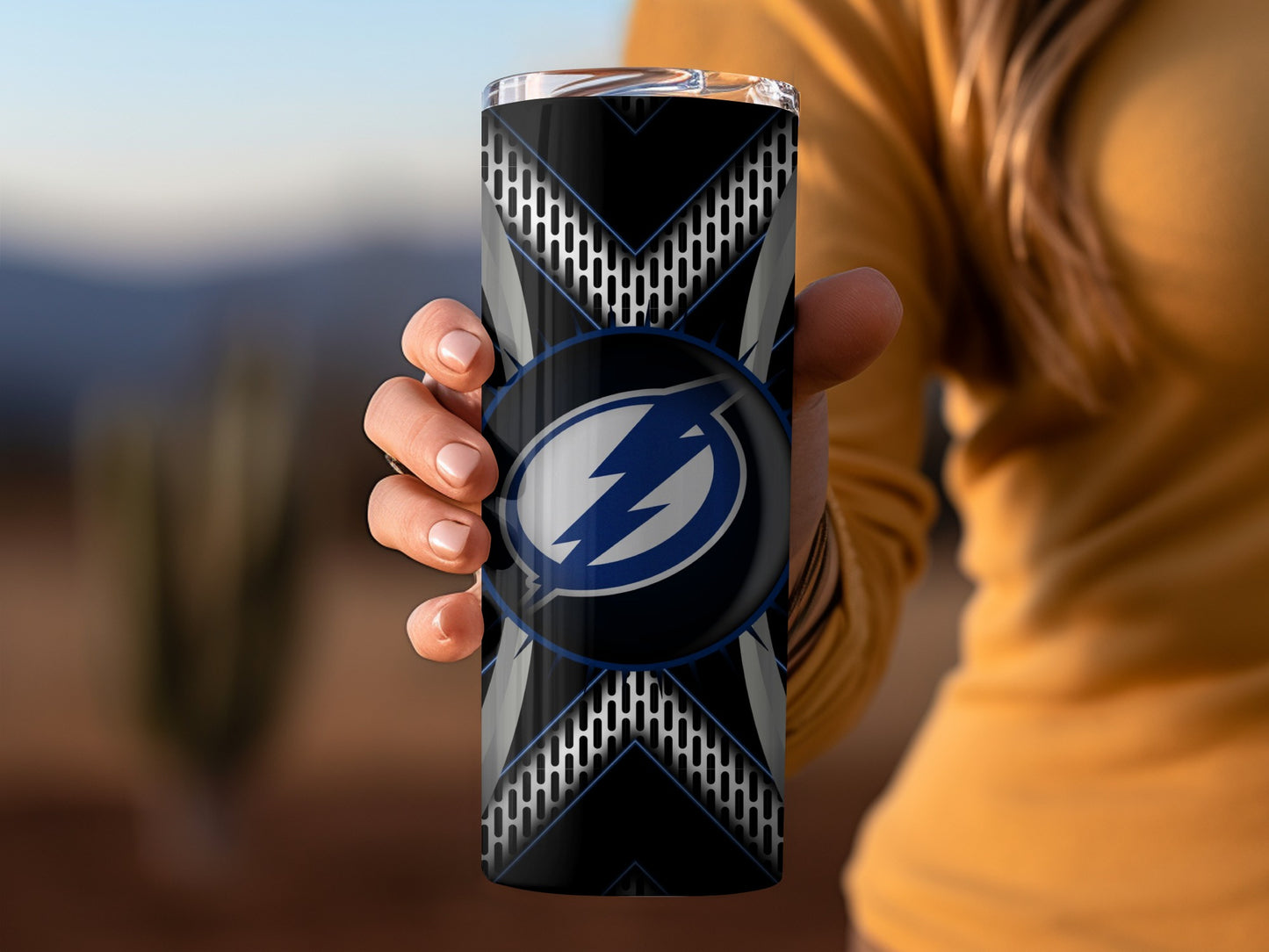 Tampa Bay Lightning Logo In Black and Silver Design Tumblers