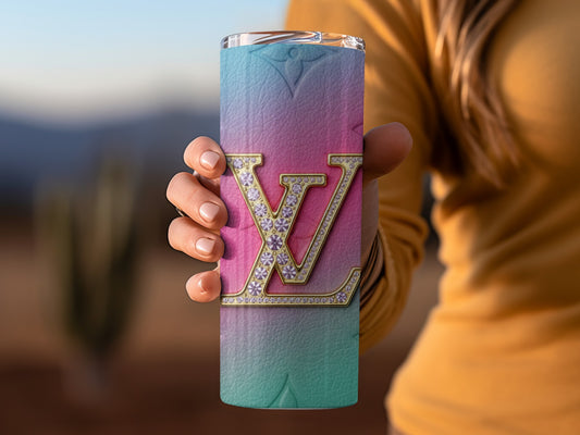 Gradient Color Travel Tumbler with Elegant Logo Design