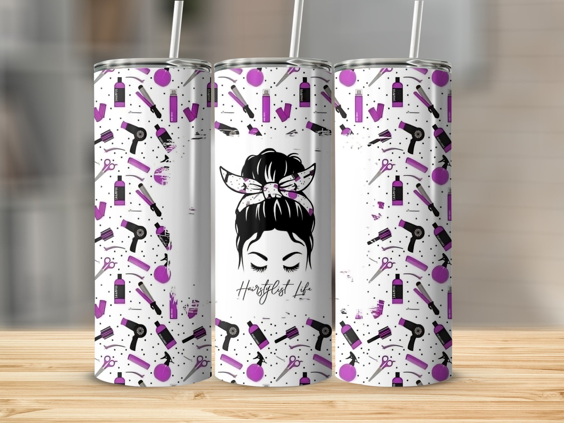 Hairstylist Life Tumbler with Illustrated Tools Design