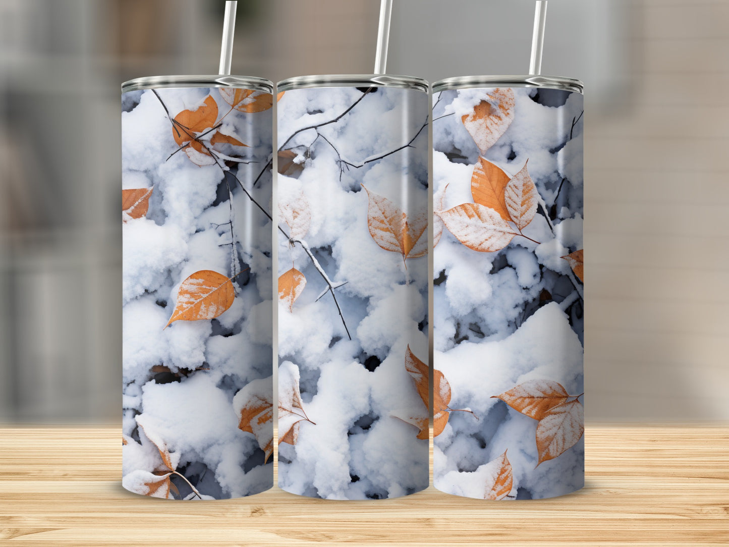 Autumn Leaves in Snow Design Insulated Tumbler