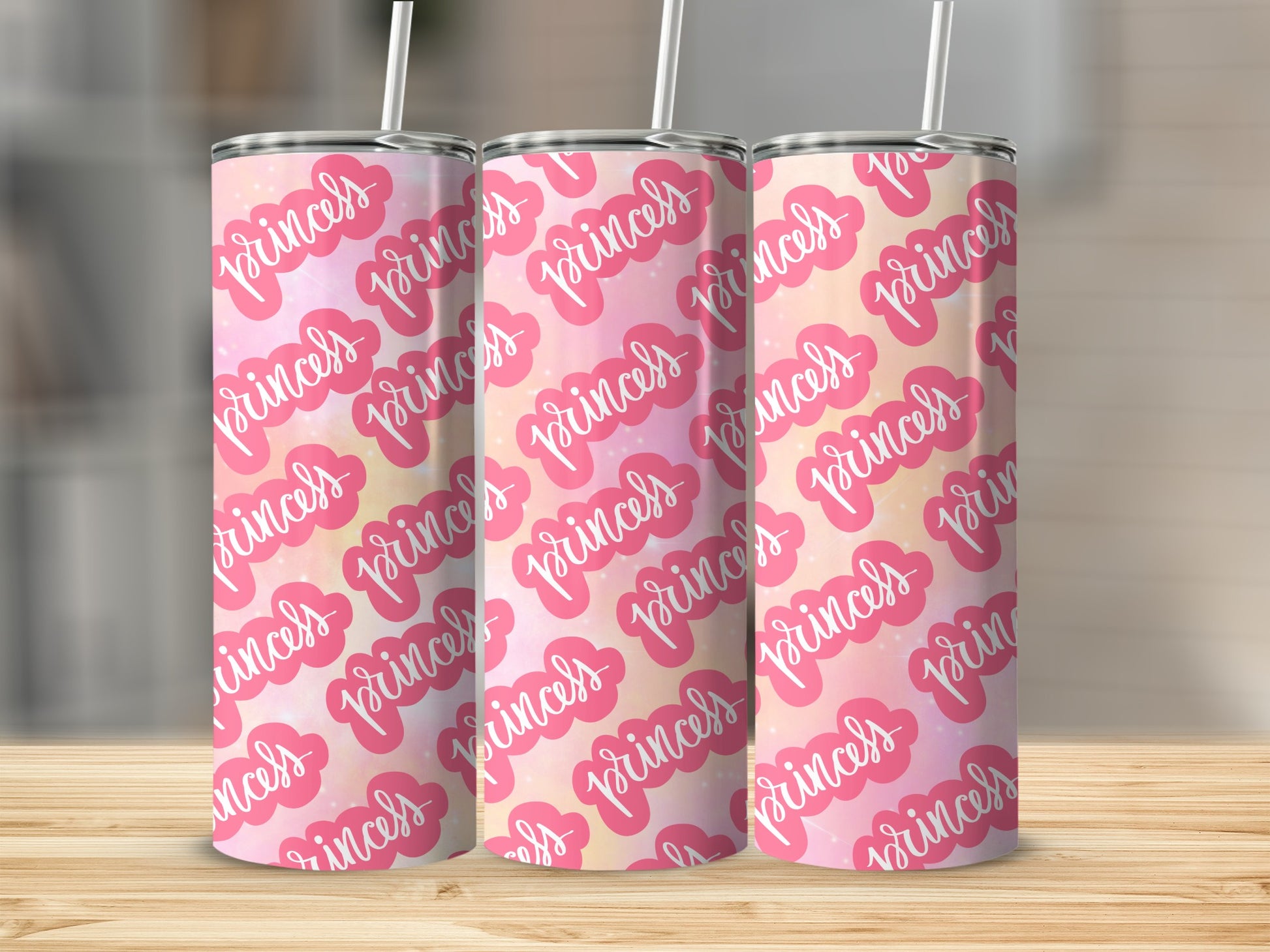 Pink Princess Pattern Insulated Travel Tumbler