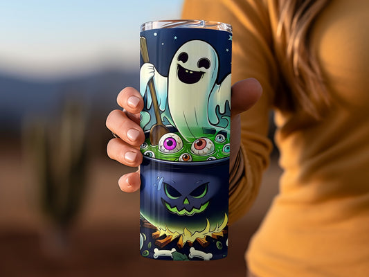 Spooky Halloween Themed Ghosts and Cauldron Tumbler