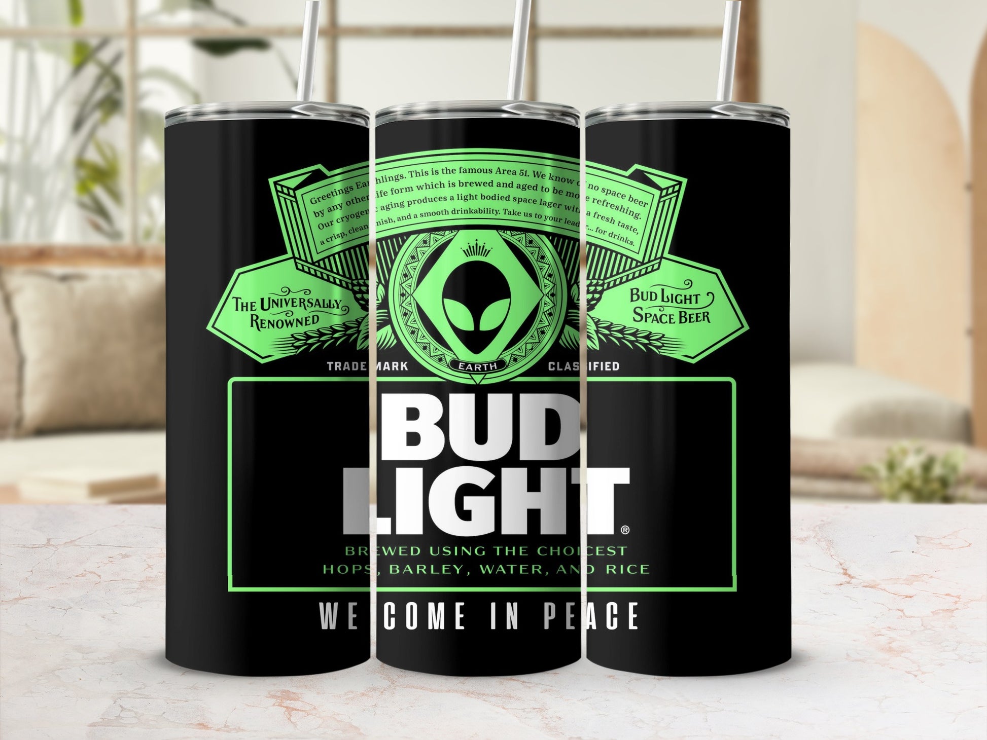 BUD LIGHT Alien Area 51 Space Beer WE COME IN PEACE product type