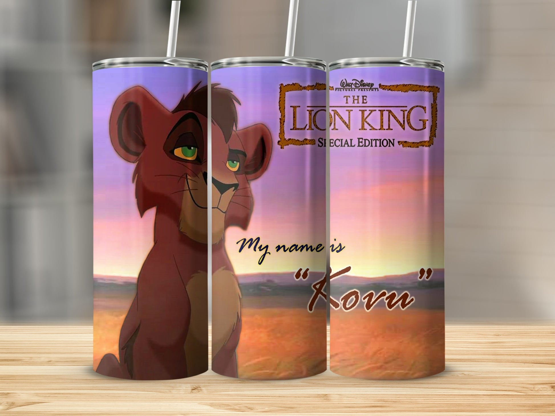 The Lion King Special Edition tumbler features Kovu with his name and Disney logo.