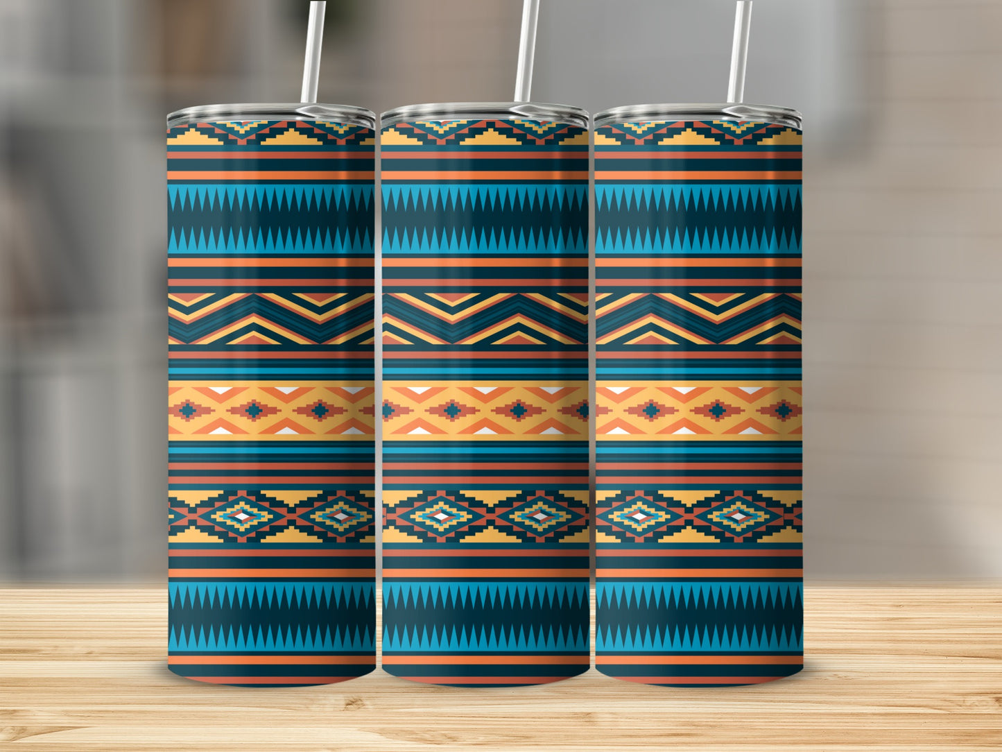 Vibrant Geometric Pattern Design Tumbler