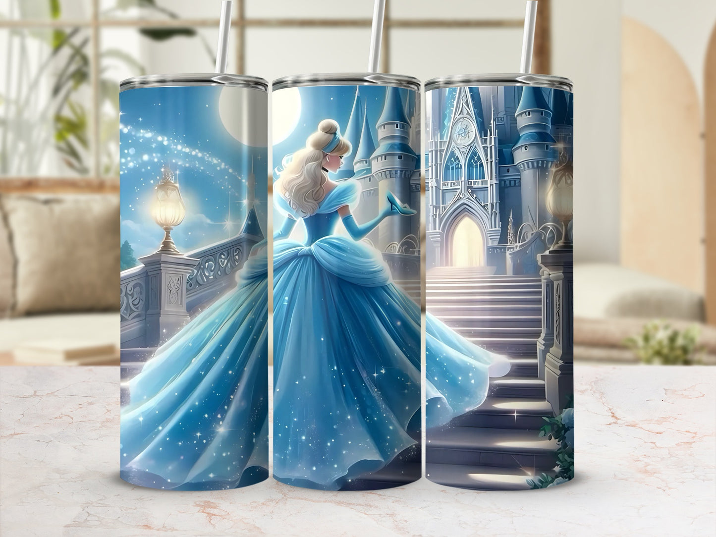 Cinderella Midnight Castle Scene Tumbler Cup